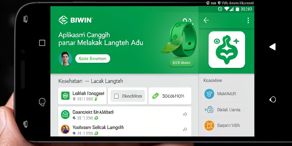 Antarmuka BIWIN menampilkan statistik langkah harian dengan jelas dan menarik.