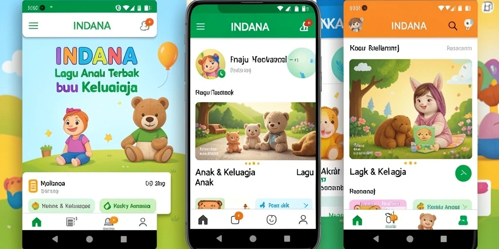 Antarmuka ceria dan menyenangkan dari aplikasi Lagu Anak.