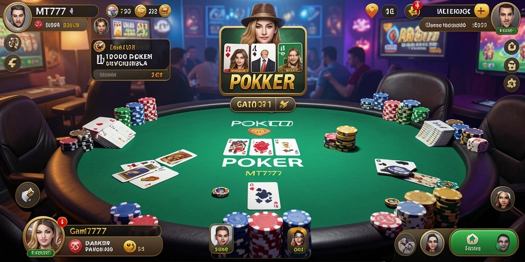 Tampilan antarmuka permainan Poker yang menarik di MT777.