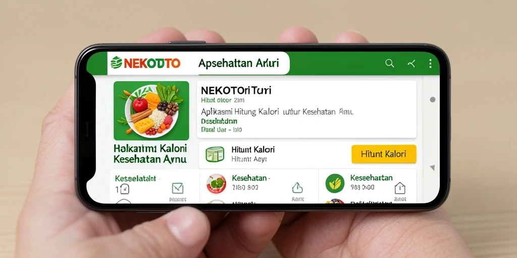 Antarmuka aplikasi NEKOTOTO untuk menghitung kalori secara praktis.