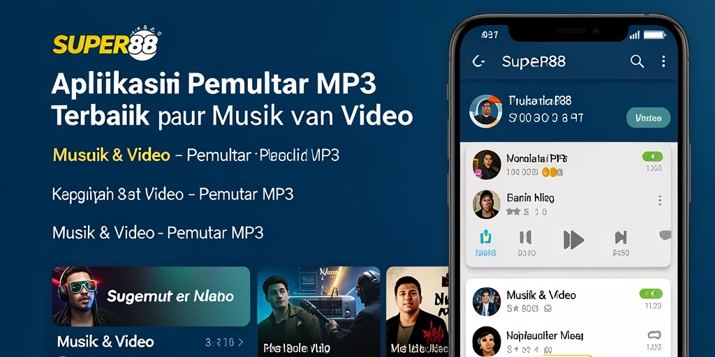 Tampilan antarmuka SUPER88 yang user-friendly untuk Pemutar MP3.